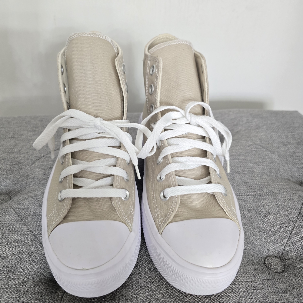 Women's Beige Canvas Platform Sneakers